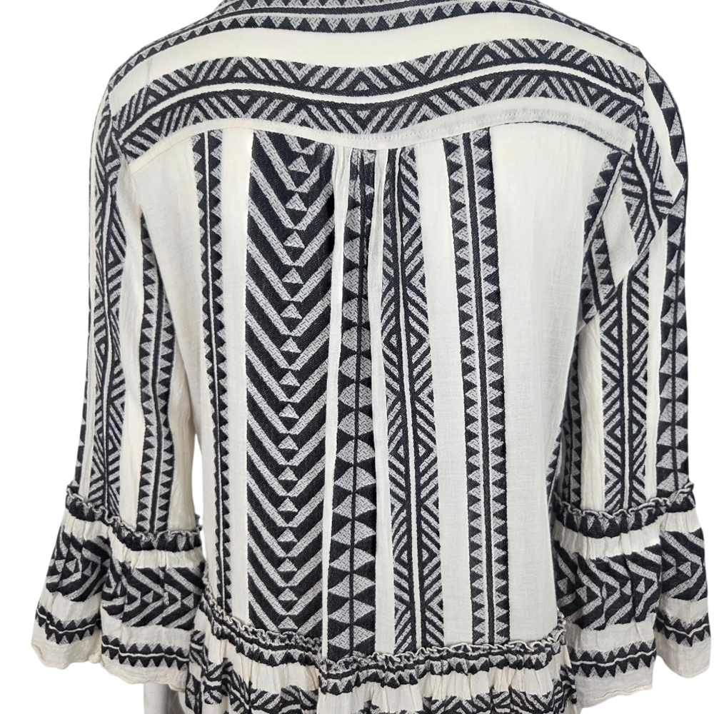 Devotion Twins Ella Midi Dress Women Medium Tunic Aztec Long Sleeve Tiered Skirt - Picture 12 of 14